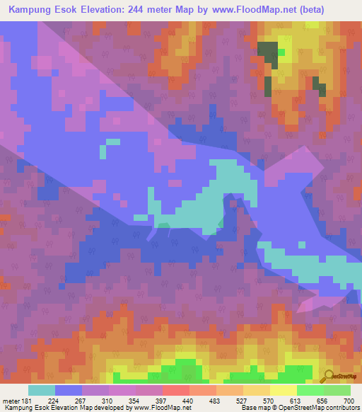 Kampung Esok,Malaysia Elevation Map