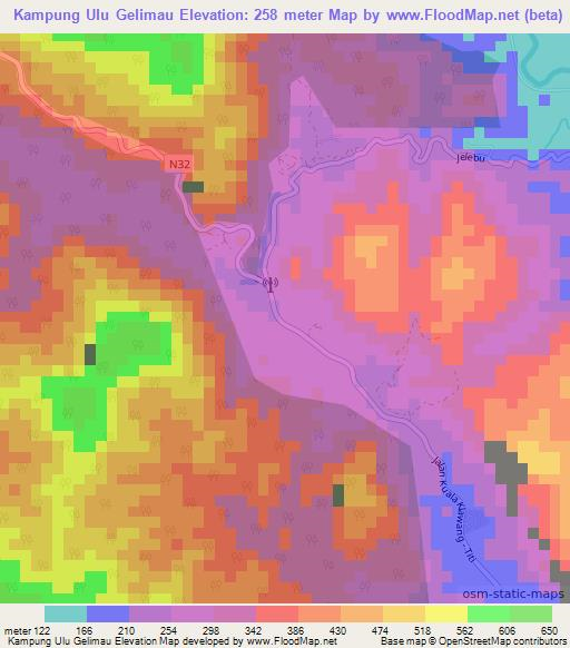 Kampung Ulu Gelimau,Malaysia Elevation Map