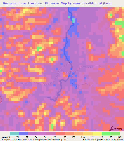 Kampung Lakai,Malaysia Elevation Map