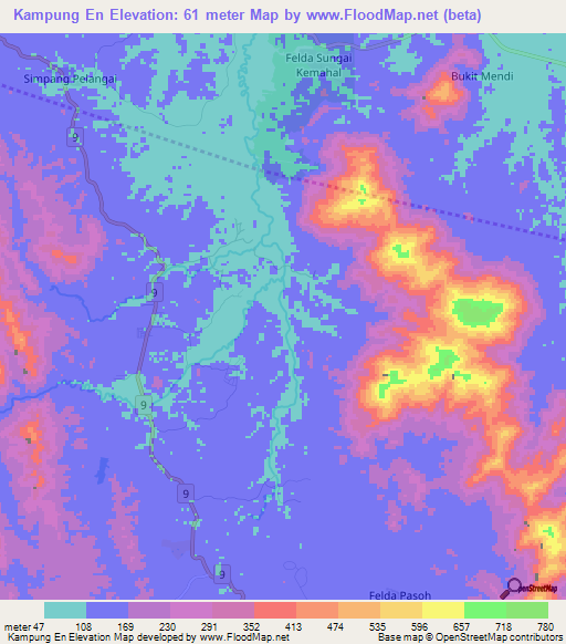 Kampung En,Malaysia Elevation Map