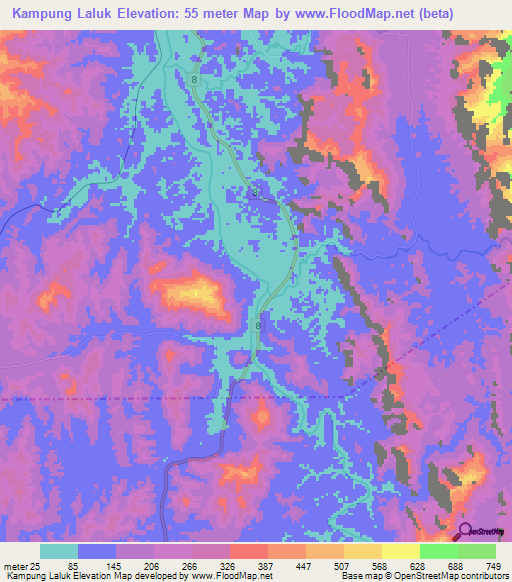 Kampung Laluk,Malaysia Elevation Map