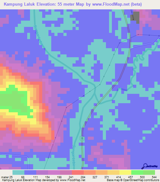 Kampung Laluk,Malaysia Elevation Map