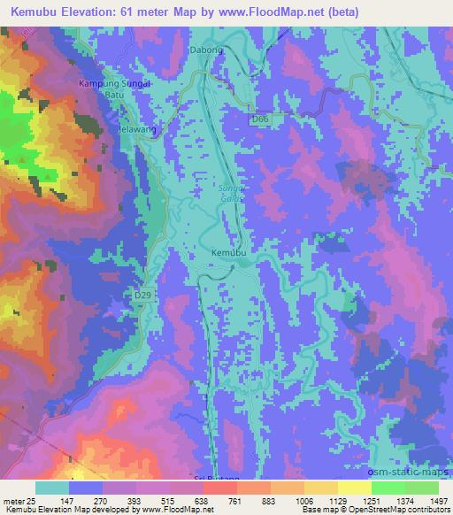 Kemubu,Malaysia Elevation Map