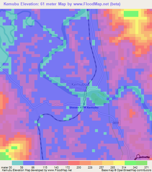 Kemubu,Malaysia Elevation Map