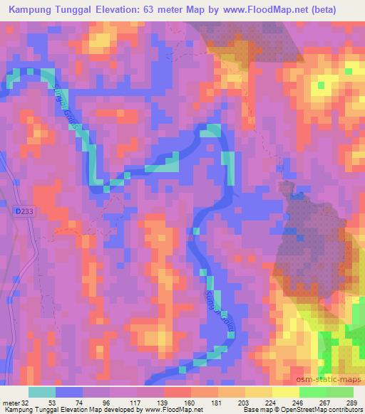 Kampung Tunggal,Malaysia Elevation Map