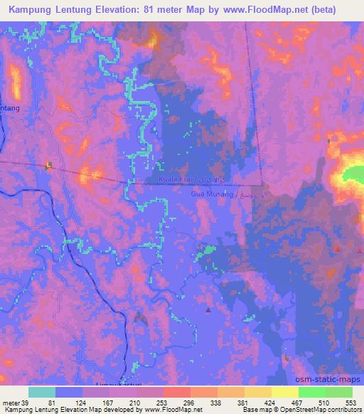 Kampung Lentung,Malaysia Elevation Map