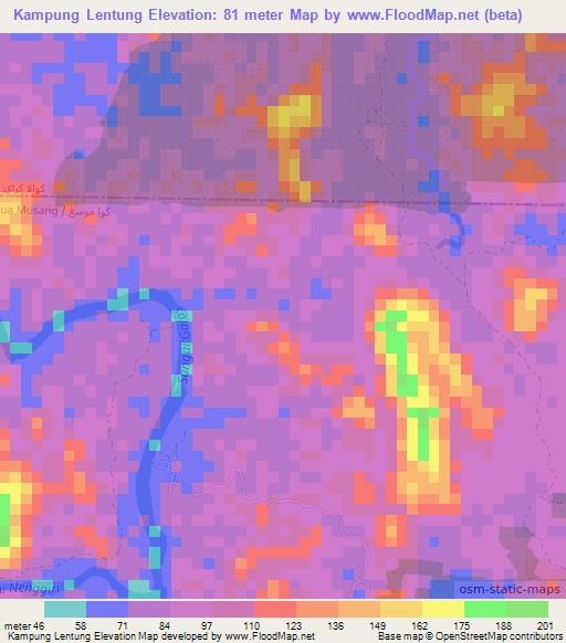 Kampung Lentung,Malaysia Elevation Map