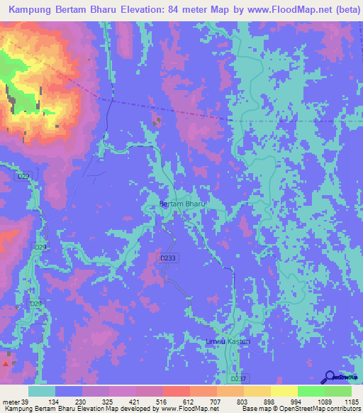 Kampung Bertam Bharu,Malaysia Elevation Map