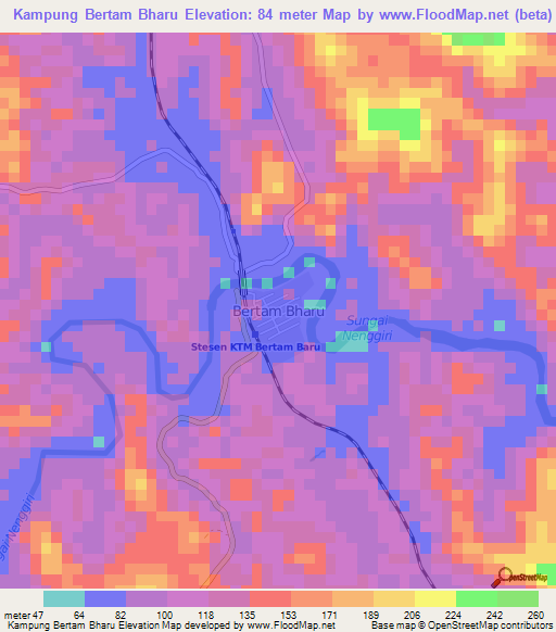 Kampung Bertam Bharu,Malaysia Elevation Map