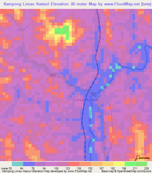 Kampong Limau Kasturi,Malaysia Elevation Map