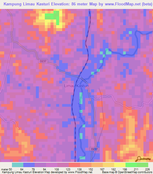 Kampung Limau Kasturi,Malaysia Elevation Map