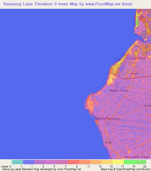 Kampung Lepar,Malaysia Elevation Map