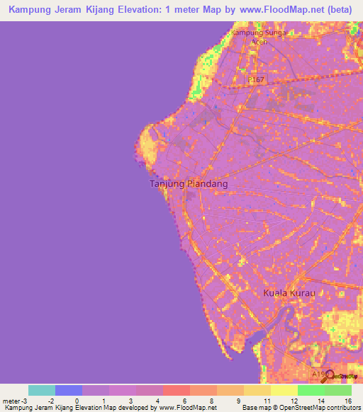 Kampung Jeram Kijang,Malaysia Elevation Map