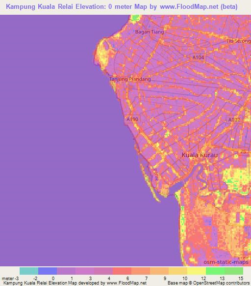 Kampung Kuala Relai,Malaysia Elevation Map