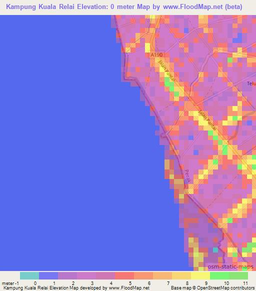 Kampung Kuala Relai,Malaysia Elevation Map