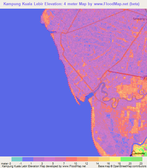 Kampung Kuala Lebir,Malaysia Elevation Map