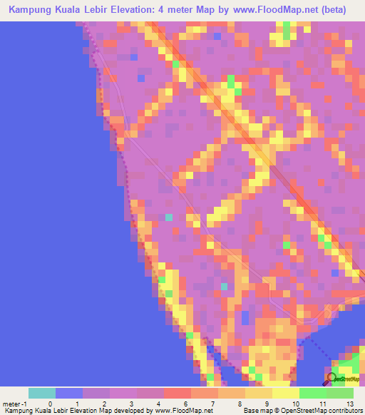 Kampung Kuala Lebir,Malaysia Elevation Map