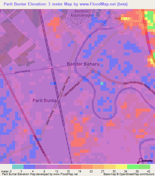 Parit Buntar,Malaysia Elevation Map