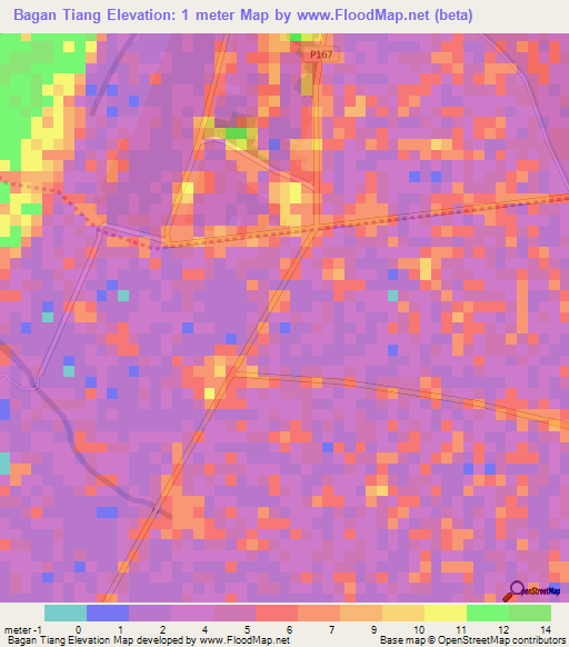 Bagan Tiang,Malaysia Elevation Map