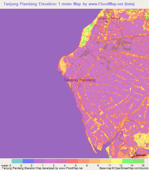 Tanjung Piandang,Malaysia Elevation Map