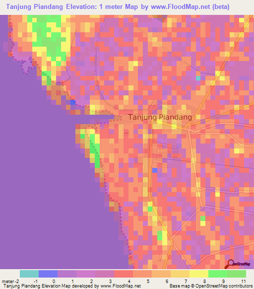 Tanjung Piandang,Malaysia Elevation Map