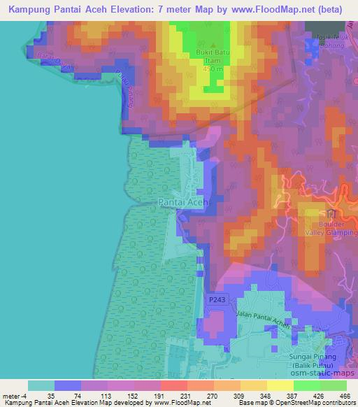 Kampung Pantai Aceh,Malaysia Elevation Map