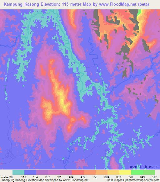 Kampung Kasong,Malaysia Elevation Map