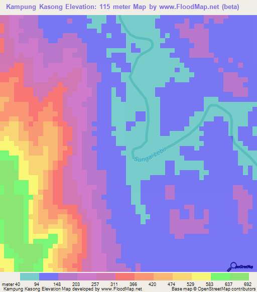 Kampung Kasong,Malaysia Elevation Map