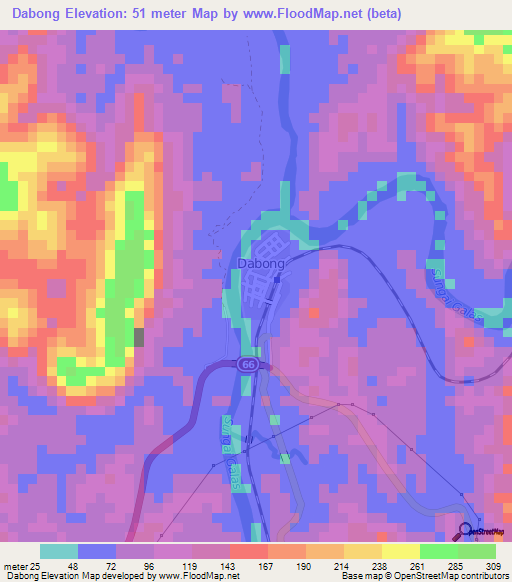 Dabong,Malaysia Elevation Map