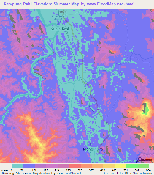 Kampung Pahi,Malaysia Elevation Map