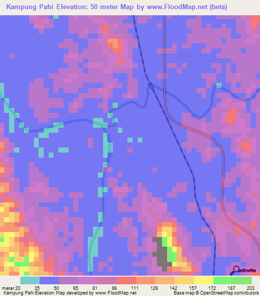 Kampung Pahi,Malaysia Elevation Map