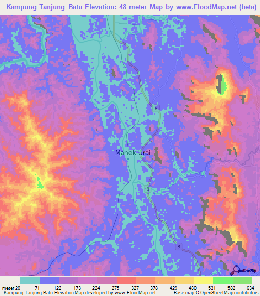 Kampung Tanjung Batu,Malaysia Elevation Map