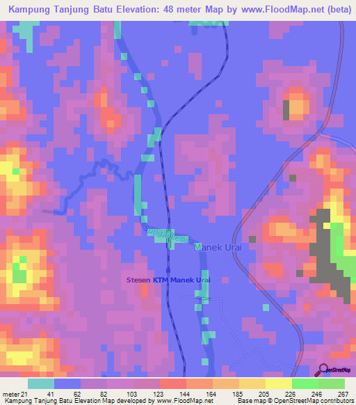 Kampung Tanjung Batu,Malaysia Elevation Map