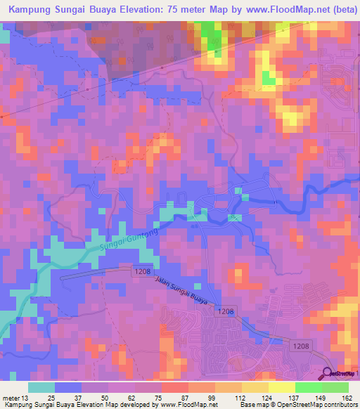 Kampung Sungai Buaya,Malaysia Elevation Map