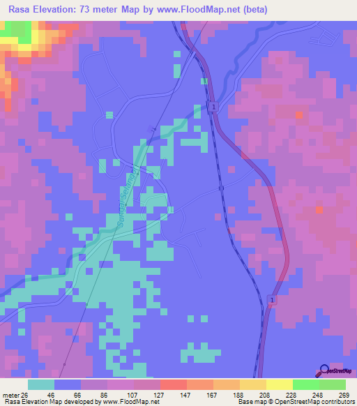 Rasa,Malaysia Elevation Map