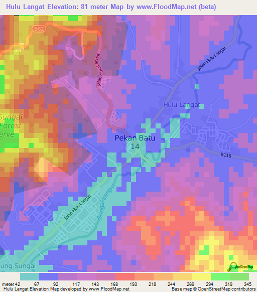 Hulu Langat,Malaysia Elevation Map