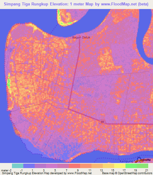 Simpang Tiga Rungkup,Malaysia Elevation Map