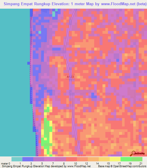 Simpang Empat Rungkup,Malaysia Elevation Map