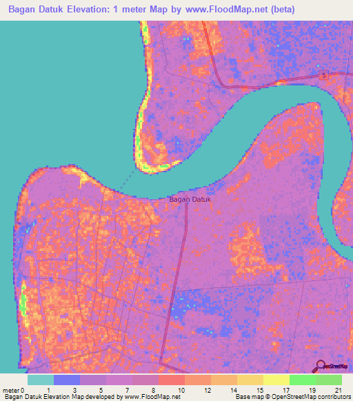 Bagan Datuk,Malaysia Elevation Map