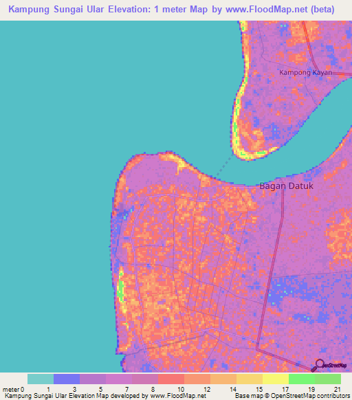 Kampung Sungai Ular,Malaysia Elevation Map