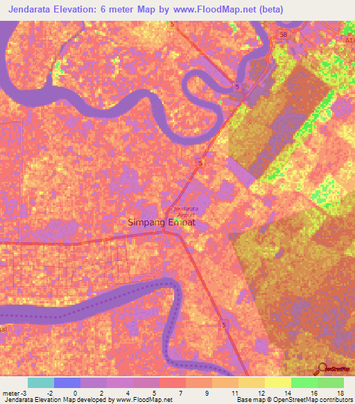 Jendarata,Malaysia Elevation Map