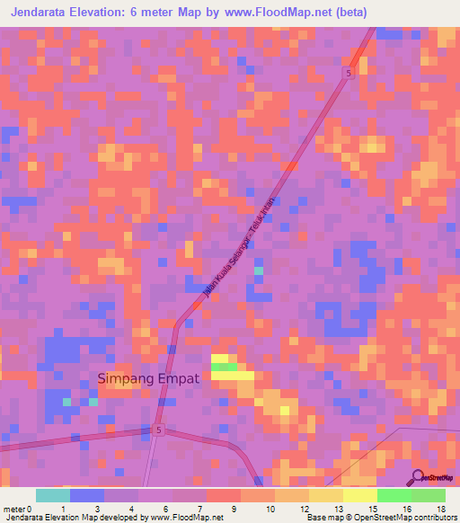 Jendarata,Malaysia Elevation Map