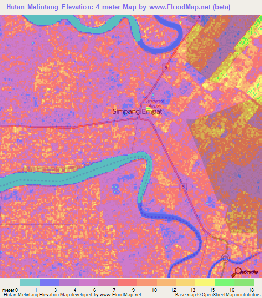 Hutan Melintang,Malaysia Elevation Map