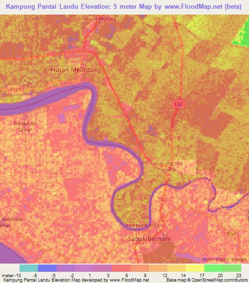 Kampung Pantai Landu,Malaysia Elevation Map