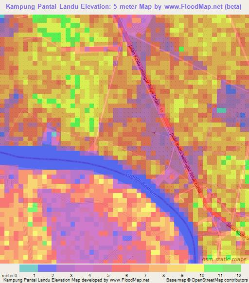 Kampung Pantai Landu,Malaysia Elevation Map