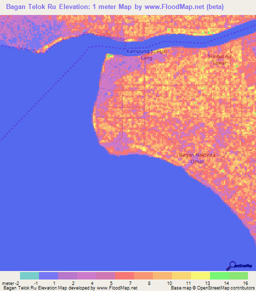 Bagan Telok Ru,Malaysia Elevation Map