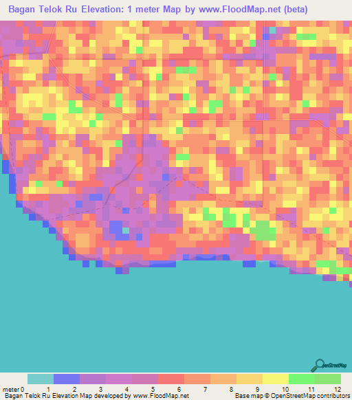 Bagan Telok Ru,Malaysia Elevation Map