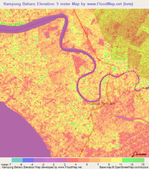 Kampung Baharu,Malaysia Elevation Map