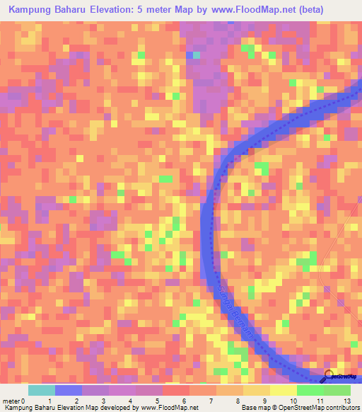 Kampung Baharu,Malaysia Elevation Map