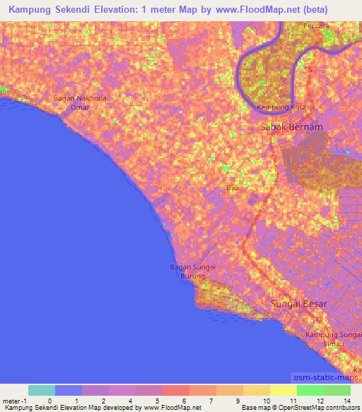 Kampung Sekendi,Malaysia Elevation Map